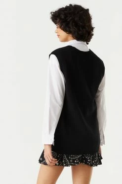 Stitches Ladies Tops Oversized Solid V-Neck Sweater Vest