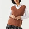 Stitches Ladies Tops Oversized Solid V-Neck Sweater Vest