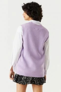 Stitches Ladies Tops Oversized Solid V-Neck Sweater Vest