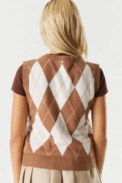 Stitches Ladies Tops Knit Argyle Vest