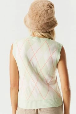 Stitches Ladies Tops Knit Argyle Vest