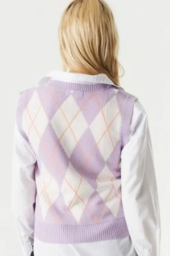 Stitches Ladies Tops Knit Argyle Vest