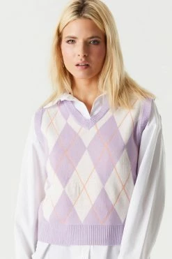 Stitches Ladies Tops Knit Argyle Vest