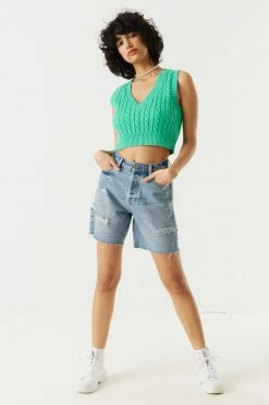 Stitches Ladies Cable Knit V-Neck Sweater Vest Sweaters