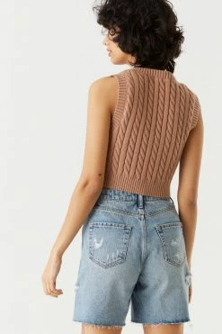 Stitches Ladies Cable Knit V-Neck Sweater Vest Sweaters