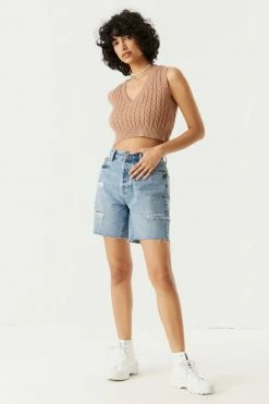 Stitches Ladies Cable Knit V-Neck Sweater Vest Sweaters