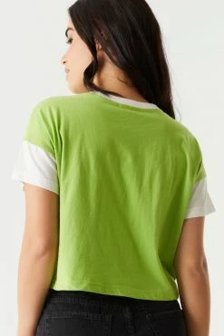 Stitches Ladies Tops Colour Block Boxy Crop T-Shirt