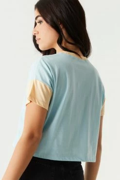 Stitches Ladies Tops Colour Block Boxy Crop T-Shirt