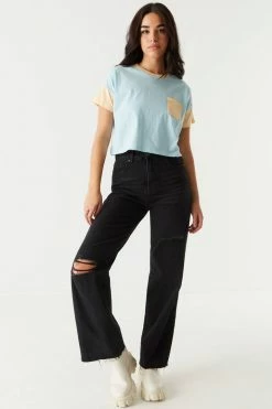 Stitches Ladies Tops Colour Block Boxy Crop T-Shirt