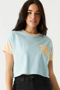 Stitches Ladies Tops Colour Block Boxy Crop T-Shirt