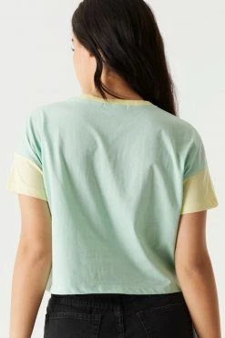 Stitches Ladies Tops Colour Block Boxy Crop T-Shirt