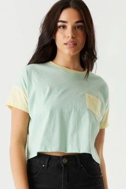 Stitches Ladies Tops Colour Block Boxy Crop T-Shirt