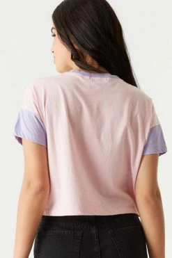 Stitches Ladies Tops Colour Block Boxy Crop T-Shirt