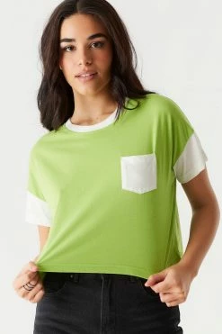 Stitches Ladies Tops Colour Block Boxy Crop T-Shirt