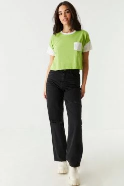 Stitches Ladies Tops Colour Block Boxy Crop T-Shirt