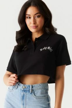 Stitches Ladies Baby Girl Embroidered Boxy Crop Polo Tops
