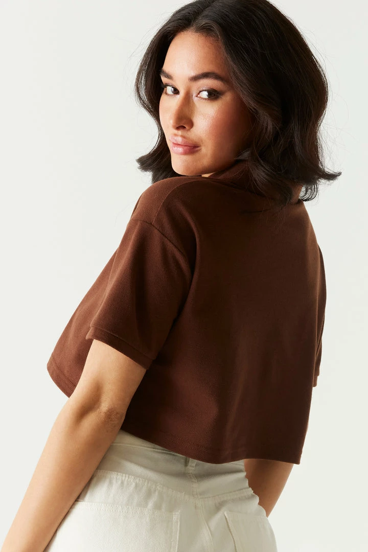 Stitches Ladies Teddy Bear Embroidered Boxy Crop Polo 2 Stitches Ladies Teddy Bear Embroidered Boxy Crop Polo