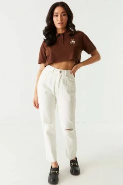 Stitches Ladies Teddy Bear Embroidered Boxy Crop Polo 5 Stitches Ladies Teddy Bear Embroidered Boxy Crop Polo