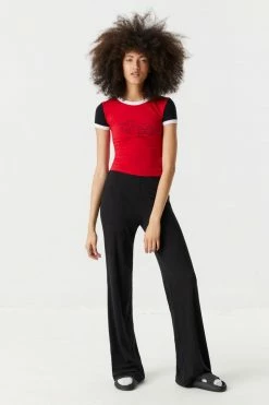 Stitches Ladies Graphic Cropped T-Shirt