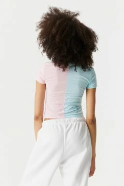 Stitches Ladies LA Split Graphic Cropped T-Shirt