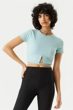 Stitches Ladies Ribbed Cut-Out Crisscross Waist Cropped Top 9 Stitches Ladies Ribbed Cut-Out Crisscross Waist Cropped Top