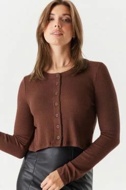 Stitches Ladies Ribbed Cropped Cardigan Sweaters