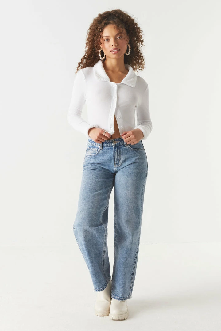 Stitches Ladies Ribbed Fur Collar Cropped Cardigan Sweaters 9 Stitches Ladies Ribbed Fur Collar Cropped Cardigan Sweaters