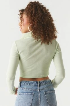 Stitches Ladies Ribbed Fur Collar Cropped Cardigan Sweaters