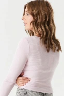 Stitches Ladies Ribbed V-Neck Surplice Cropped Top