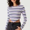 Stitches Ladies Tops Soft Striped Pointed Hem Long Sleeve Top