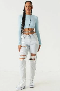 Stitches Ladies Tops Ribbed Wrap Tie Cropped Top