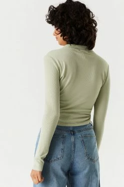 Stitches Ladies Tops Soft Collared Ruched Tie-Front Long Sleeve Top 16 Stitches Ladies Tops Soft Collared Ruched Tie-Front Long Sleeve Top