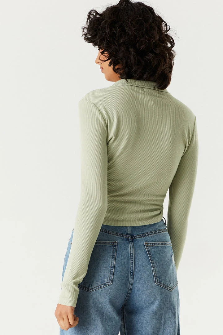 Stitches Ladies Tops Soft Collared Ruched Tie-Front Long Sleeve Top 8 Stitches Ladies Tops Soft Collared Ruched Tie-Front Long Sleeve Top