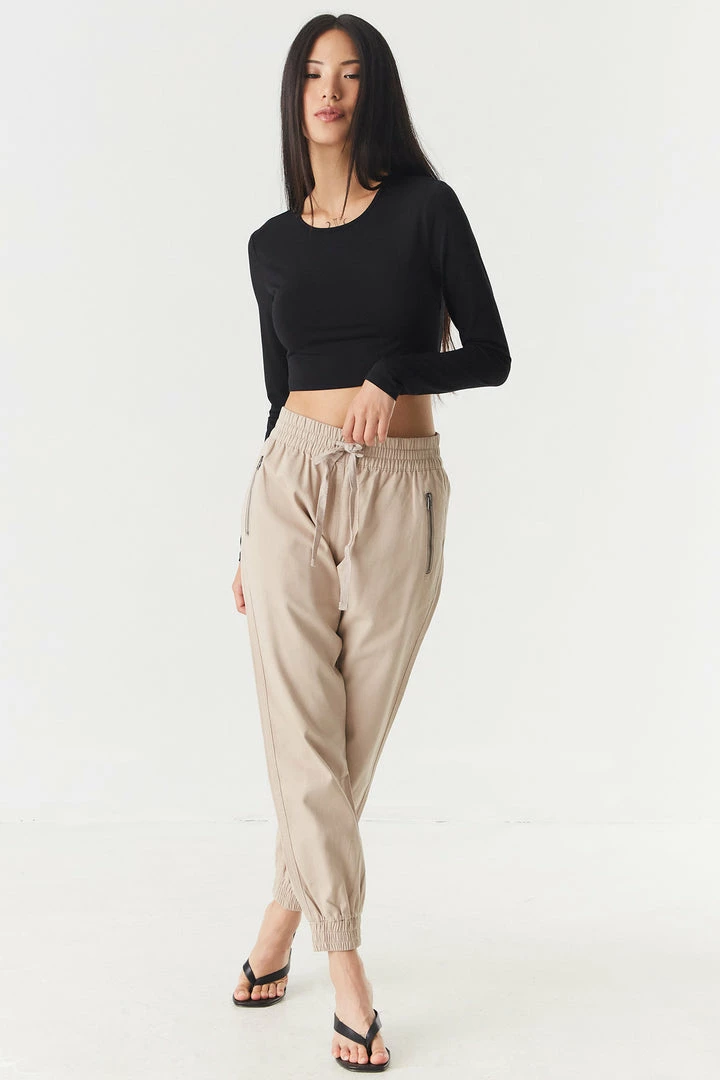 Stitches Ladies O-Ring Open Back Long Sleeve Cropped Top Tops 6 Stitches Ladies O-Ring Open Back Long Sleeve Cropped Top Tops