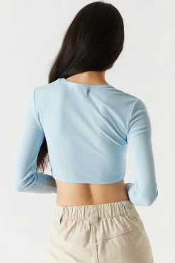 Stitches Ladies Soft Ribbed Pointed Hem Long Sleeve Cropped Top