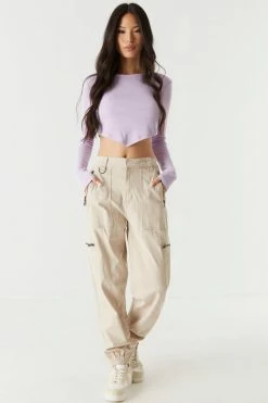 Stitches Ladies Soft Ribbed Pointed Hem Long Sleeve Cropped Top