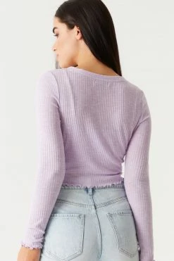 Stitches Ladies Ribbed Lettuce Trim Cardigan And Cropped Cami Twin Set Tops