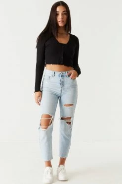 Stitches Ladies Ribbed Lettuce Trim Cardigan And Cropped Cami Twin Set Tops