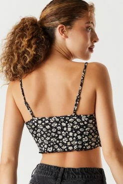 Stitches Ladies Soft Floral Printed Ribbed Cardigan With Cropped Lace Trim Cami Twin Set Tops 9 Stitches Ladies Soft Floral Printed Ribbed Cardigan With Cropped Lace Trim Cami Twin Set Tops