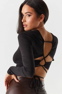 Stitches Ladies Lace-Up Open Back Wrap Tie Cropped Top Tops