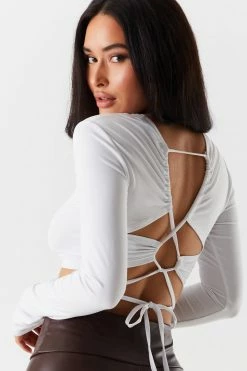 Stitches Ladies Lace-Up Open Back Wrap Tie Cropped Top Tops