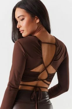 Stitches Ladies Lace-Up Open Back Wrap Tie Cropped Top Tops