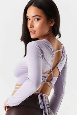 Stitches Ladies Lace-Up Open Back Wrap Tie Cropped Top Tops