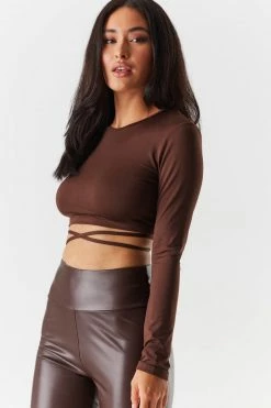 Stitches Ladies Lace-Up Open Back Wrap Tie Cropped Top Tops