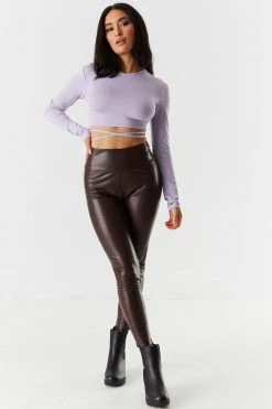 Stitches Ladies Lace-Up Open Back Wrap Tie Cropped Top Tops