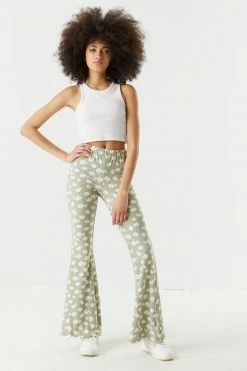 Stitches Ladies Bottoms High-Rise Daisy Printed Flare Pant