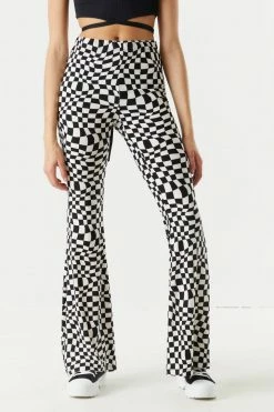 Stitches Ladies High-Rise Checkered Flare Pant Bottoms