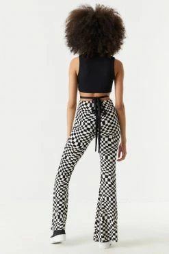 Stitches Ladies High-Rise Checkered Flare Pant Bottoms
