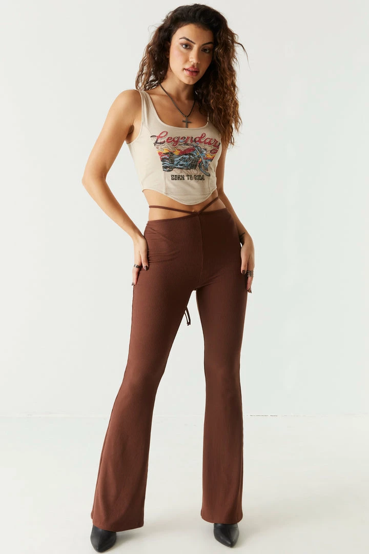 Stitches Ladies Soft Tie-Back Flare Pant 1 Stitches Ladies Soft Tie-Back Flare Pant