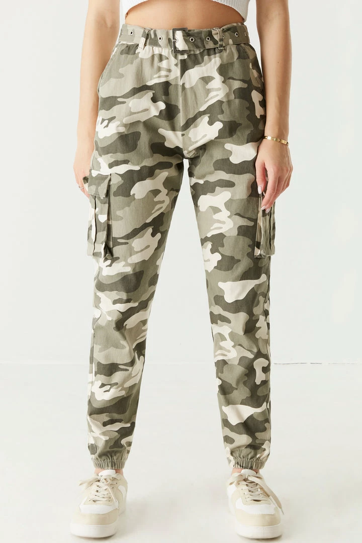 Stitches Ladies Twill Belted Camo Jogger Bottoms 5 Stitches Ladies Twill Belted Camo Jogger Bottoms